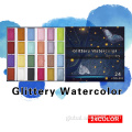 China Semi-dry metallic glitter/basic solid Watercolor Set Factory